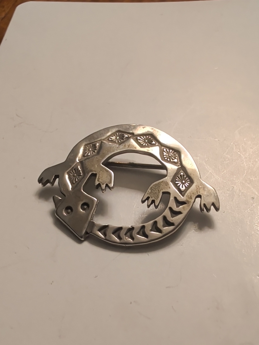 Sterling Silver Lizard Brooch 69.3 gm Pin 1.25" Southwestern Native American